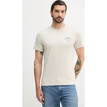 Pánské tričko Tričko Barbour HUCKLEY pánské, béžová barva, s potiskem, MTS1301 01X, vel. M