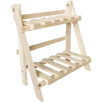 Úložný box Dřevěná úložná police 33 x 17,5 x 34,8 cm 2úrovňový regál na stůl i do koupelny Multifunkční organizér z přírodního dřeva