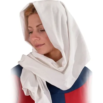 Replika zbraně Battle Merchant Středověký Šátek / Závoj na hlavu z bavlny, Barva přírodní