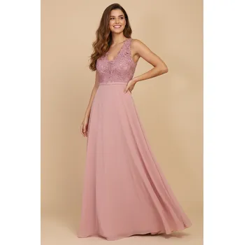 Dámské šaty EVA & LOLA Plesové šaty TINA starorůžové Barva: Růžová, Velikost: S