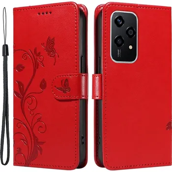 Pouzdro na mobilní telefon Flowers knížkové pouzdro na Honor 200 Lite 5G - červené