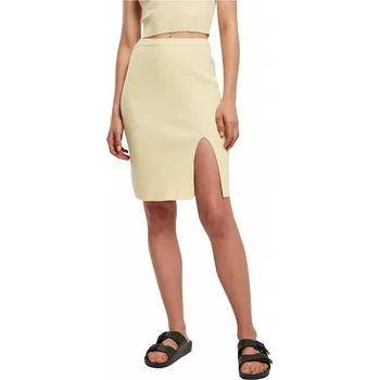 Dámská sukně Dámská sukně z žebrového úpletu s rozparkem na boku Urban Classics Barva: žlutá jemná, Velikost: L