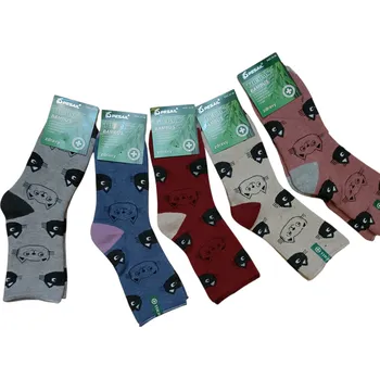 Dámské ponožky Termo dámské ponožky s bambusem, Velikosti: 35- 38, Barvy: Růžové s šedou patou