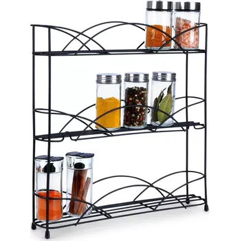 Kovový třípatrový stojan na koření 33,5 × 6,5 × 33,5 cm