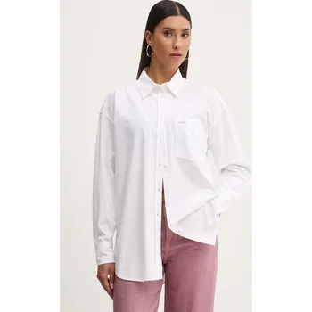 Pánská košile Bavlněná košile Guess Jeans bílá barva, relaxed, s klasickým límcem, W4YH22 WGCF1 W4YH22.WGCF1 00X, vel. L