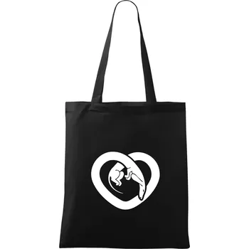 Jezevčík srdce - plný - Taška bavlněná - 42 x 38 cm ( Černá )