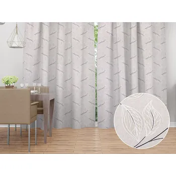 ubrus Dekorační závěs Leona LN-164 Pnoucí lístky na režném - šířka 270 cm 270x210 cm