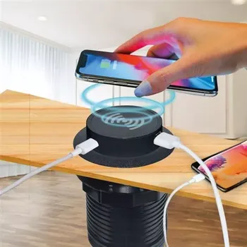 Solight DC64BW-PD20, bezdrátová 15W + USB A+C 20W PD výsuvná nabíječka, černá (Solight DC64BW-PD20, bezdrátová 15W + USB A+C 20W PD výsuvná nabíječka, černá)