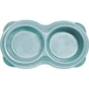 Miska pro psa RECORD Bambusová dvojitá miska pro psa modrá