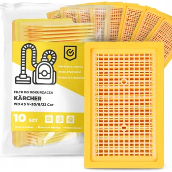 Vysavač 10x FILTR do ODKURZACZA Kärcher WD 4 S V-20/6/22 Car Filtr do mokrého i suchého vysávání EM-W