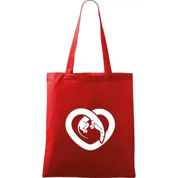 Jezevčík srdce - plný - Taška bavlněná - 42 x 38 cm ( Červená )