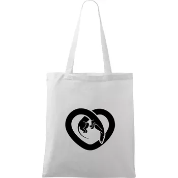 Jezevčík srdce - plný - Taška bavlněná - 42 x 38 cm ( Bílá )