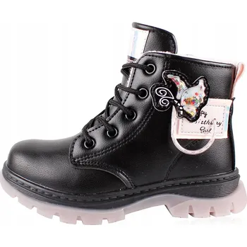 Dívčí tenisky Linshi dětské kozačky eko kůže černé velikost 31