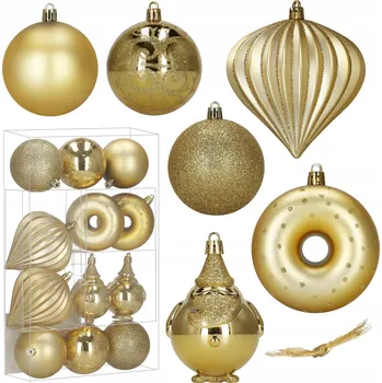 Vánoce Vánoční Koule zdobená, Vánoční Koule hladká, Sady mix 10,5 cm 12 ks