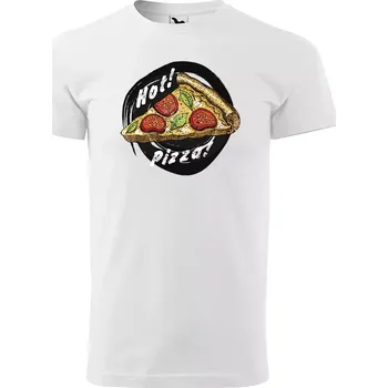 Sablio Tričko s potiskem Hot pizza - bílé 5XL