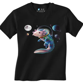 Chlapecké tričko Dětské tričko Astronaut Axolotl ve Vesmíru (Velikost: 7-8, Barva: Černá)