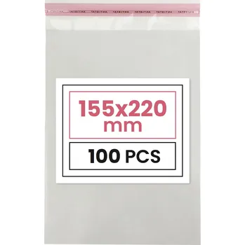 Sáček na potraviny Celofánové sáčky mikroténové sáčky A5 15,5x22cm na přáníčka, dárky, 100 ks