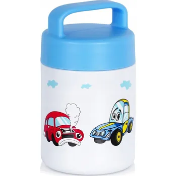 Termoska OBĚDOVÝ TERMOSKA PRO DĚTI NA JÍDLO POLÉVKU OCELOVÝ AUTO KONTEJNER 450ML