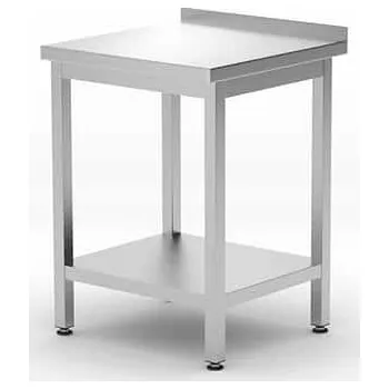 Dílenský stůl Nerezový stůl se zadním lemem - 600x850 mm | Hendi 817223