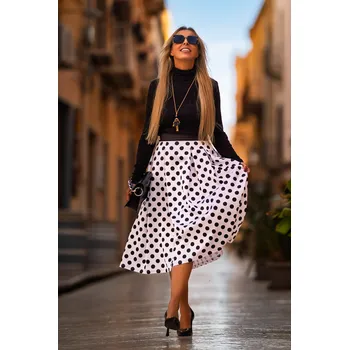 Dámská sukně Jadberg Women Bílá puntíkovaná sukně s kapsami - Bibi Velikost: L-XL