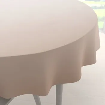 ubrus Velký teflonový kulatý ubrus TF-096 Pudrově béžový bez vzoru Ø 150 cm