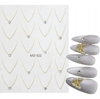 samolepka Samolepky na nehty, proužky pro francouzské dekorace, 3D Zirkony zlaté, S75