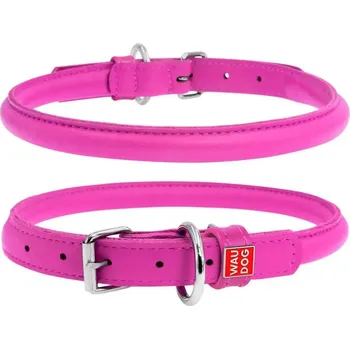 Obojek pro psa Kožený obojek pro psa Waudog růžový klasický 39-47 cm, šířka 10 mm