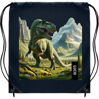 Obraz Vak na boty tmavě modrý s dinosaury do školy S VLASTNÍM JMÉNEM na tělocvik WB_183