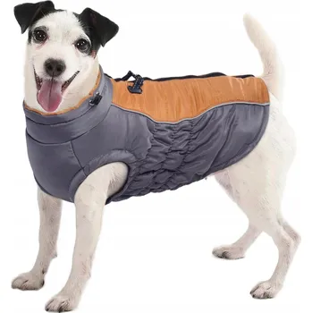 Obleček pro psa BUNDA PRO PSA ZIMNÍ BUNDA S FLEECEM A REFLEXNÍMI PRUHY KARAMEL S