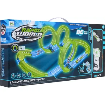 autodráha RKToys Svítící autodráha s LED autíčkem a ovladačem 38 dílů