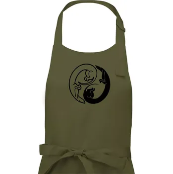 Kuchyňská zástěra Jezevčíci - Jin jang - Dámská zástěra na vaření - Univerzální velikost ( Khaki )
