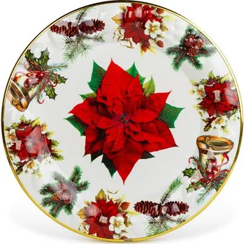 Vánoční dekorace GLOBIZ vánoční talíř plastový - vánoční hvězda 37,5cm