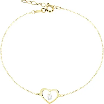 Náramek Zlatý náramek se zirkony - srdce - AP543-0530