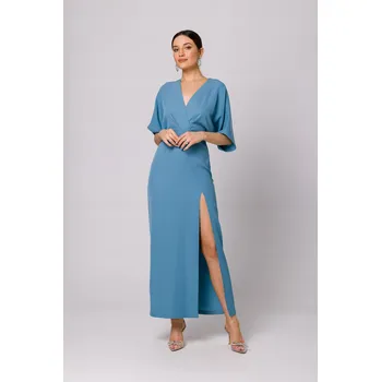 Dámské šaty ŠATY dámské letní na SVATEBNÍ HOSTINA MAXI s rozparkem modré 42 XL
