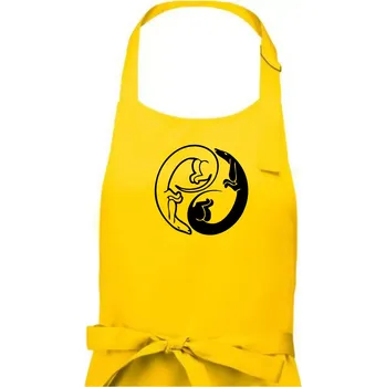 Kuchyňská zástěra Jezevčíci - Jin jang - Dámská zástěra na vaření - Univerzální velikost ( Žlutá )