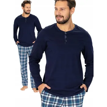 Pánské pyžamo Hotberg DAMIEN - elegantní tmavě modré pánské pyžamo s kapsami XXL