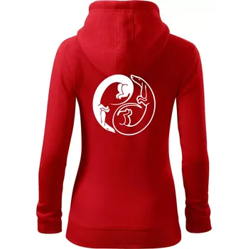 Dámská mikina Jezevčíci - Jin jang - Dámská mikina trendy zipper s kapucí - XS ( Červená )
