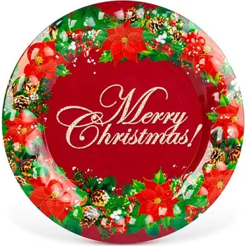 Talíř GLOBIZ Vánoční talíř plastový - Merry Christmas 37,5cm