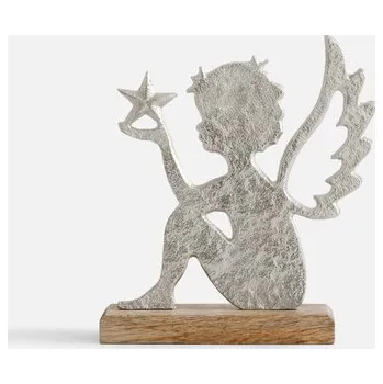 Vánoce Dekorace vánoční anděl stříbrný 16 cm