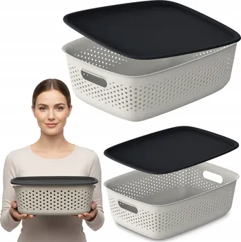 Úložný box PLASTOVÁ PRODYŠNÁ NÁDOBA KRABIČKA S VÍKEM 10 L