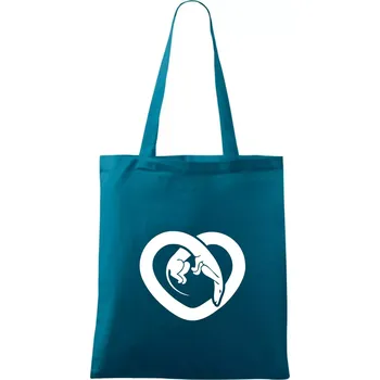 Jezevčík srdce - plný - Taška bavlněná - 42 x 38 cm ( Petrolejová )