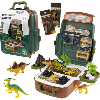 VELKÁ SADA DINOSAURŮ VEJCE FIGURKY V KUFRU BATOHU SOPKA XXL WOOPIE