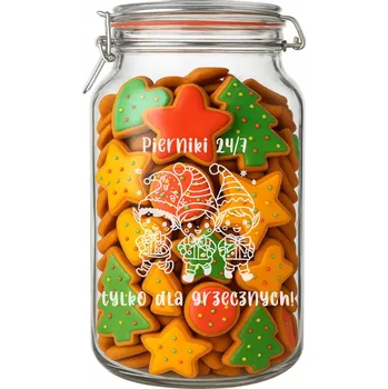 Dóza na potraviny Vánoční nádoba s klipem zavařovací sklenice s gravírováním na sušenky a perníky 4,1 l