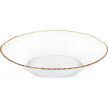 SKLENĚNÁ MÍSA SALÁTOVÁ MÍSA NA SVAČINU, ZLATÝ OKRAJ FORMA ZDOBENÁ, 20,5 CM