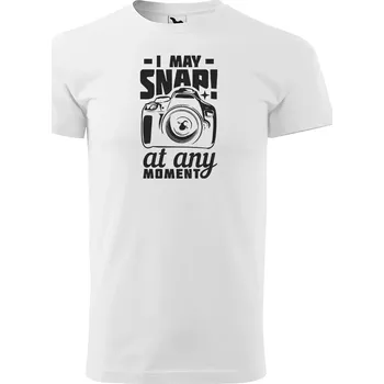 Pánské oblečení Sablio Tričko s potiskem I may SNAP at any MOMENT - bílé M