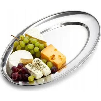 OVÁLNÍ OCELOVÝ PODNOS TÁC PRO SERVÍROVÁNÍ OBČERSTVENÍ NEREZOVÝ VELKÝ