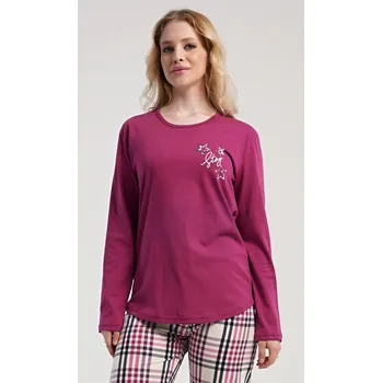 Pánské pyžamo Dámské pyžamo dlouhé Andrea malinová M