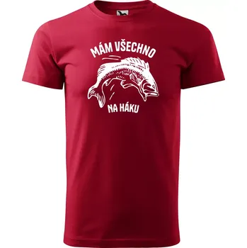 Sablio Tričko s potiskem Mám všechno na háku - červené 5XL