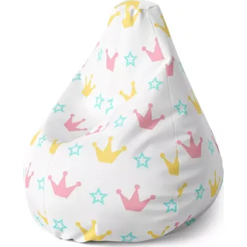 Sedací pytel Sablio Sedací vak Pear Růžové korunky na bílé - 70 x 95 x 15 cm