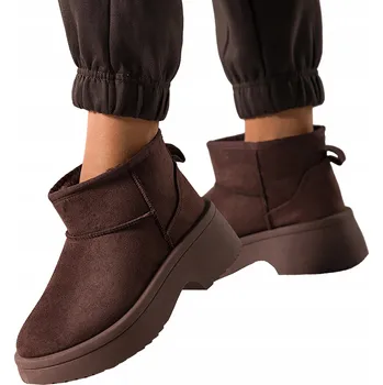 Dámská zimní obuv SNĚHULE Čokoládové Dámské MUKLUKY S Protiskluzovou Platformou POHODLNÉ vel. 37